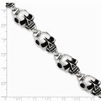 Chisel Stainless Steel Antiqued Skulls 8.5in Bracelet