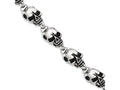 Chisel Stainless Steel Antiqued Skulls 8.5in Bracelet
