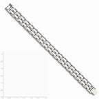 Chisel Stainless Steel Double Row White Ceramic 8.25in Bracelet
