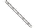 Chisel Stainless Steel Double Row White Ceramic 8.25in Bracelet