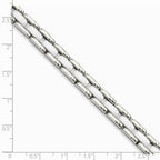 Chisel Stainless Steel White Ceramic 8in Bracelet