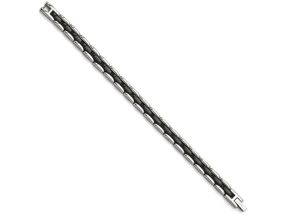 Chisel Stainless Steel Black Ceramic 8in Bracelet