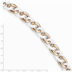 Chisel Stainless Steel Pink Ip-plated and White Ceramic 8.25in W/ext Bracelet