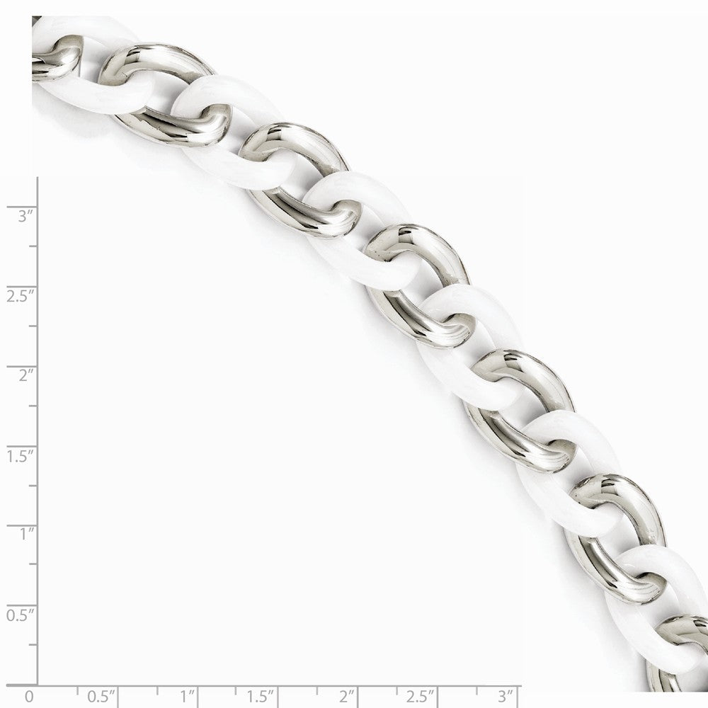 Chisel Stainless Steel White Ceramic 7.5in W/ 1in. Ext Bracelet