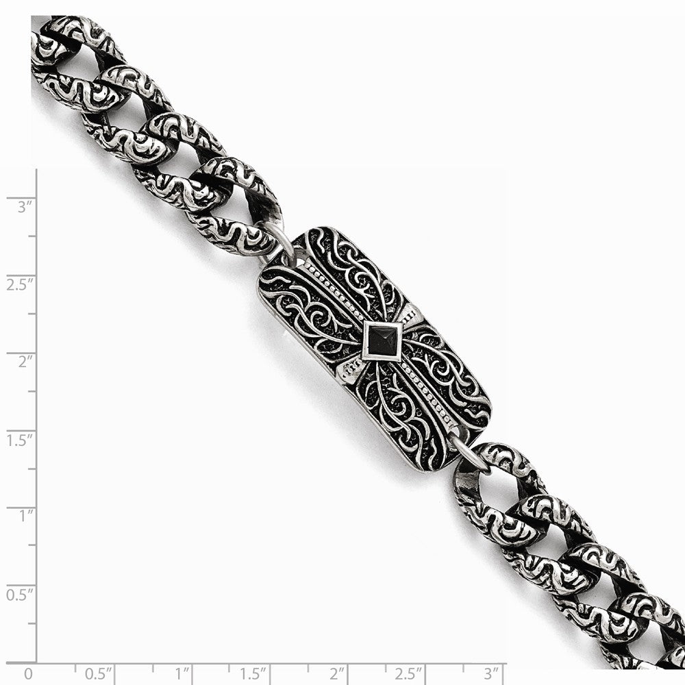 Chisel Stainless Steel Antiqued 9in Bracelet