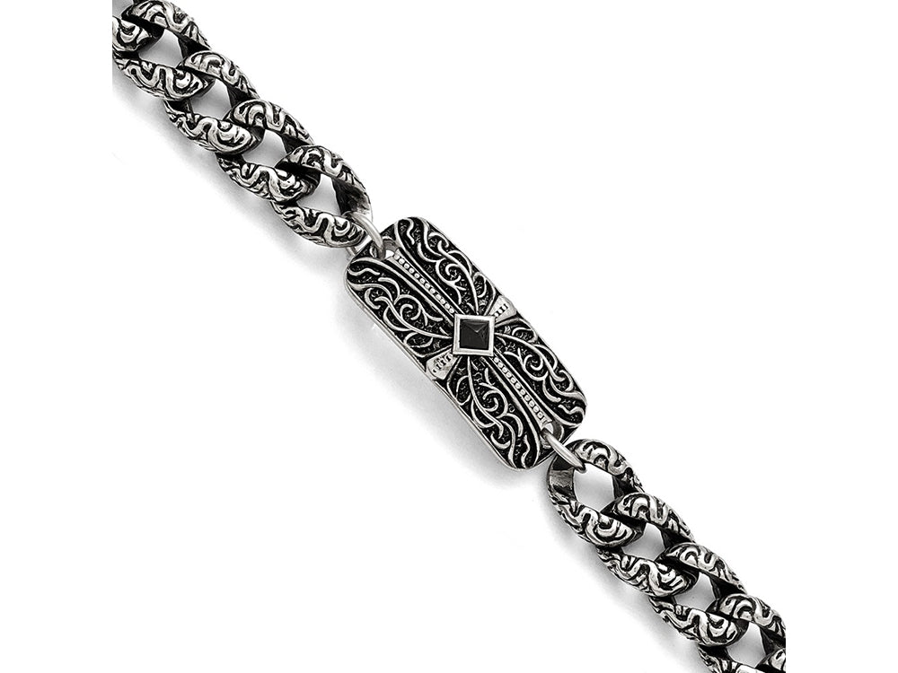 Chisel Stainless Steel Antiqued 9in Bracelet