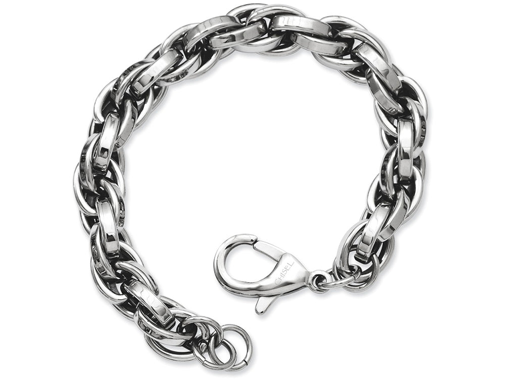 Chisel Stainless Steel Polished Oval Link 8.5in Bracelet