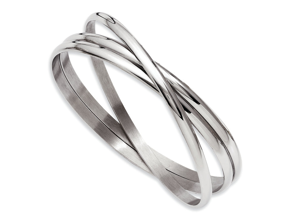 Chisel Stainless Steel Polished Intertwined Bangles
