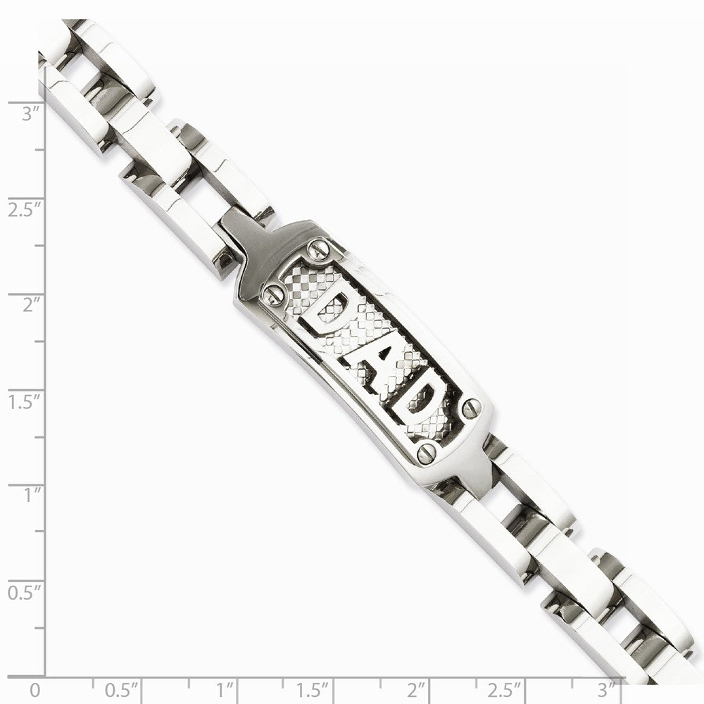 Chisel Stainless Steel Polished and Textured Dad Bracelet