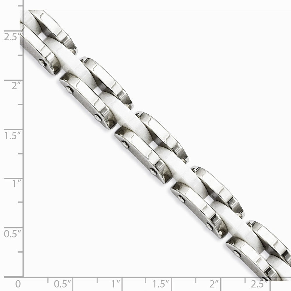 Chisel Stainless Steel and White Ceramic 7.5in Bracelet