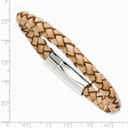 Chisel Stainless Steel Light Tan Leather 8.5in Bracelet