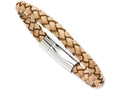 Chisel Stainless Steel Light Tan Leather 8.5in Bracelet