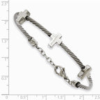 Chisel Stainless Steel Crosses On Twisted Wire 7.5in W/ext Bracelet