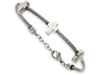 Chisel Stainless Steel Crosses On Twisted Wire 7.5in W/ext Bracelet