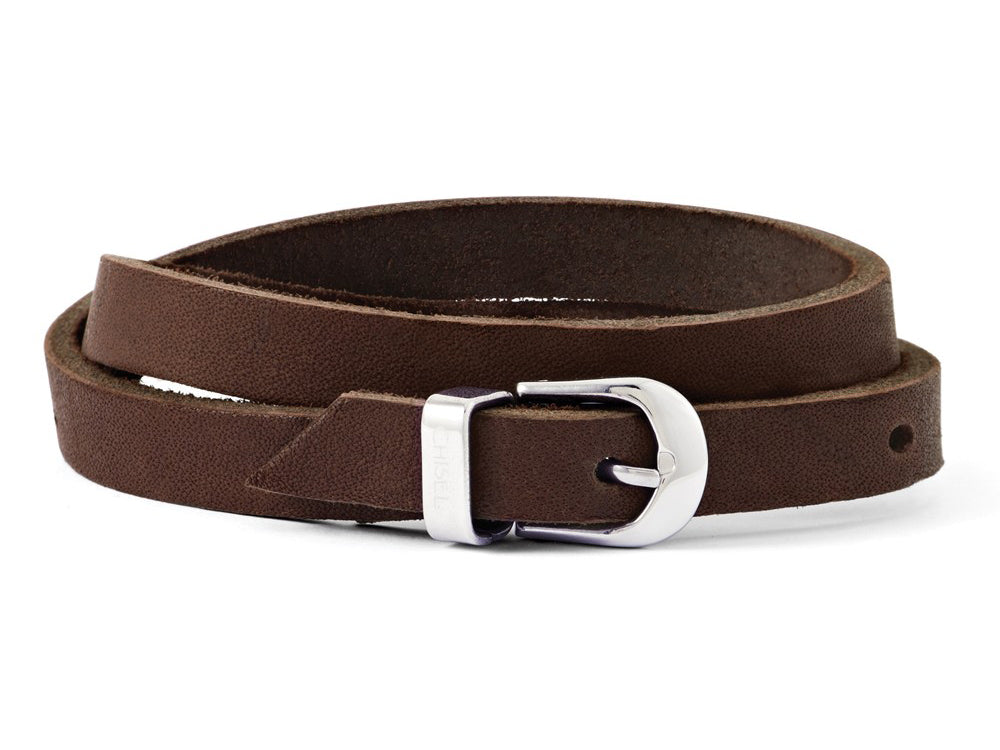Chisel Stainless Steel Brown Leather Bracelet