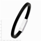 Chisel Stainless Steel Black Rubber 8.5in Bracelet