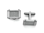 Chisel Stainless Steel Grey Carbon Fiber Rectangle Cuff Links