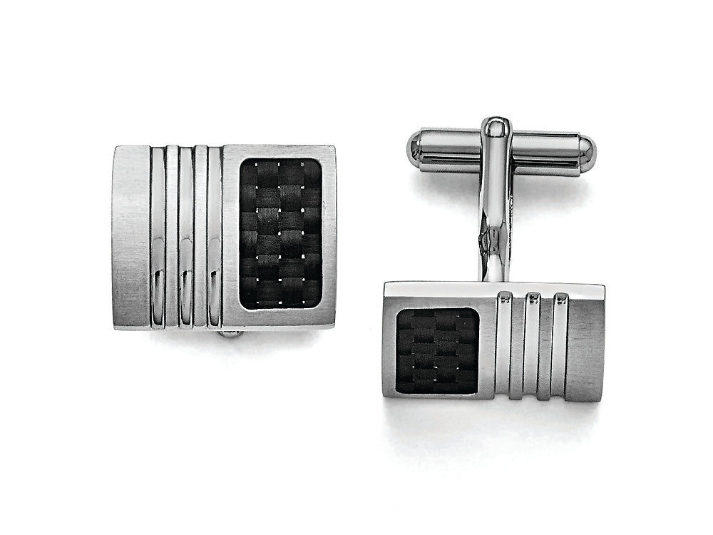 Chisel Stainless Steel Carbon Fiber Cuff Links