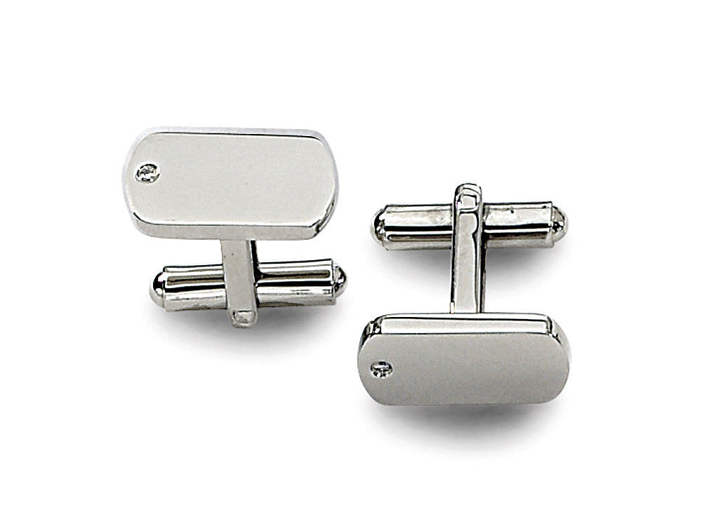 Chisel Stainless Steel Diamond Accent Cuff Links