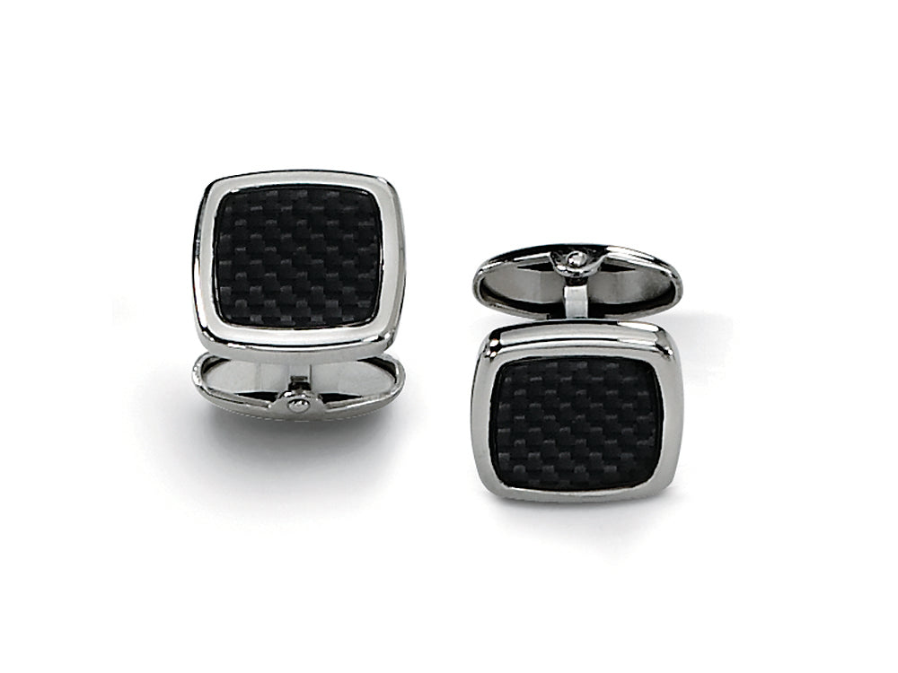 Chisel Stainless Steel Carbon Fiber Cuff Links