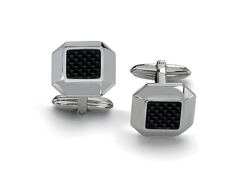 Chisel Stainless Steel Carbon Fiber Cuff Links