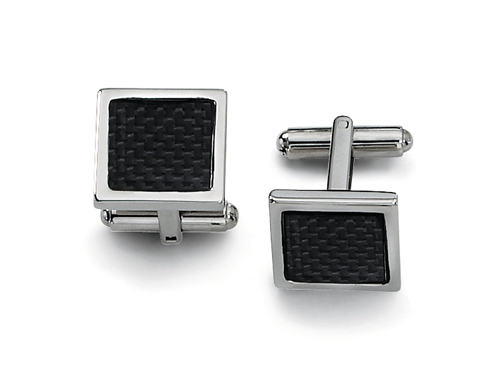 Chisel Stainless Steel Carbon Fiber Cuff Links