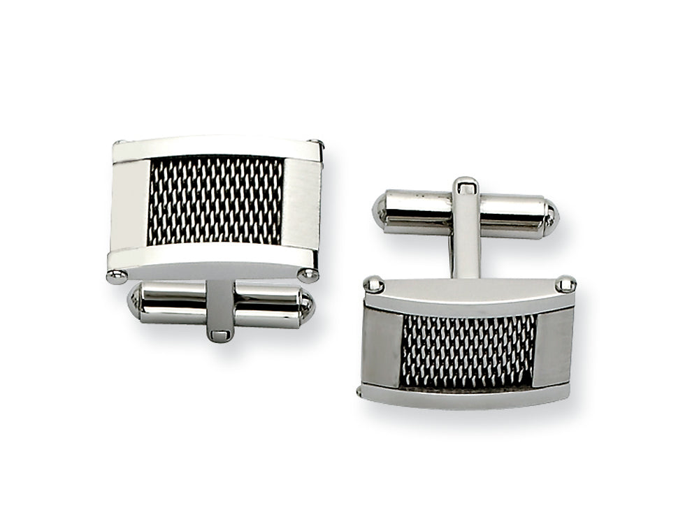 Chisel Stainless Steel Wire Brushed And Polished Cuff Links