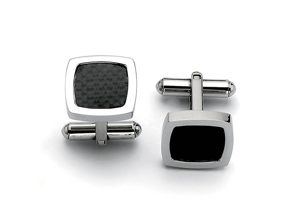Chisel Stainless Steel Black Carbon Fiber Cuff Links