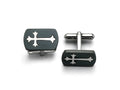 Chisel Stainless Steel Brushed Black Ip-plated With Polished Cross Cuff Links