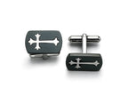 Chisel Stainless Steel Brushed Black Ip-plated With Polished Cross Cuff Links