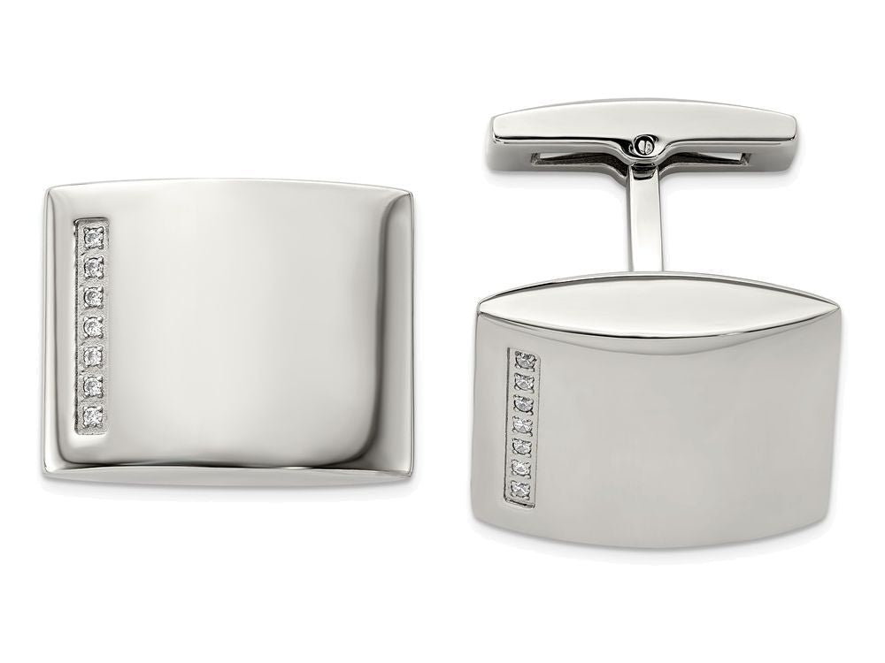 Chisel Stainless Steel CZ Cuff Links