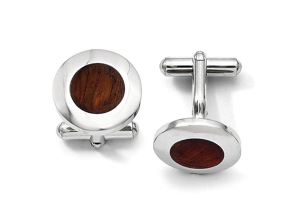 Chisel Stainless Steel Wood Inlay Cuff Links