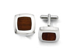 Chisel Stainless Steel Wood Inlay Cuff Links