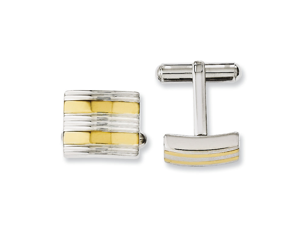 Chisel Stainless Steel Yellow Ip-plated and Polished Cuff Links