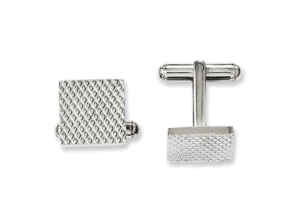 Chisel Stainless Steel Polished and Textured Cuff Links