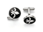 Chisel Stainless Steel Black Enamel With Fleur De Lis Cuff Links