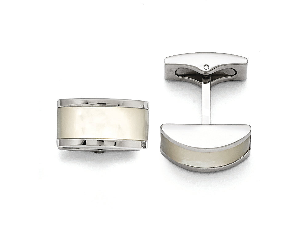 Chisel Stainless Steel Polished Cat's Eye Cuff Links