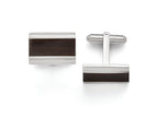 Chisel Stainless Steel Polished Black Wood Inlay Enameled Cuff Links