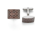 Chisel Stainless Steel Polished Wood Inlay Cuff Links
