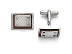 Chisel Stainless Steel Polished Wood Inlay Cuff Links
