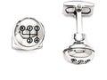 Chisel Stainless Steel Polished Stick Shift Design Enameled Cuff Links