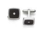 Chisel Stainless Steel Polished Enameled CZ Cuff Links