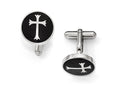 Chisel Stainless Steel Polished Black Enamel Cuff Links