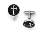 Chisel Stainless Steel Polished Black Enamel Cuff Links