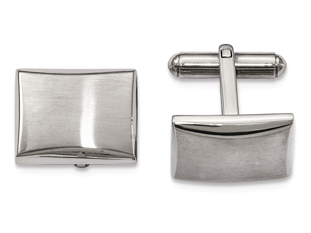 Chisel Stainless Steel Polished And Brushed Cuff Links