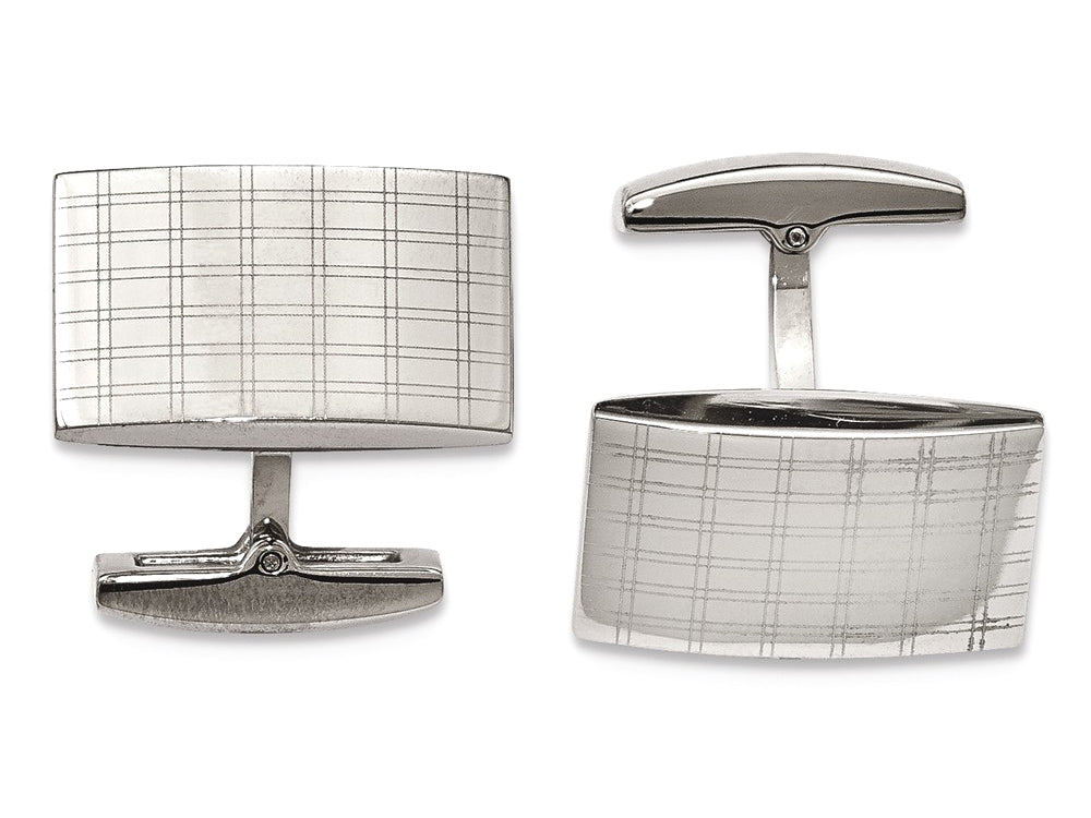 Chisel Stainless Steel Polished Laser Design Cuff Links