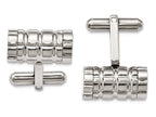Chisel Stainless Steel Polished Grooved Cylinder Cuff Links