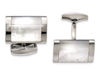 Chisel Stainless Steel Polished Mother Of Pearl Cuff Links