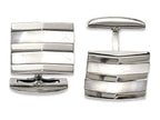 Chisel Stainless Steel Polished Mother Of Pearl Square Cuff Links
