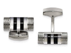 Chisel Stainless Steel Polished Mother Of Pearl And Onyx Cuff Links